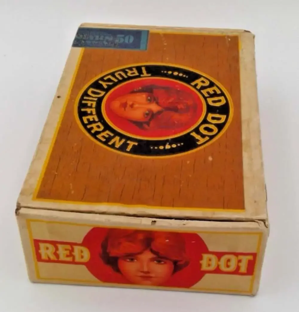 Vintage The Red Dot Cigar Box, Cardboard